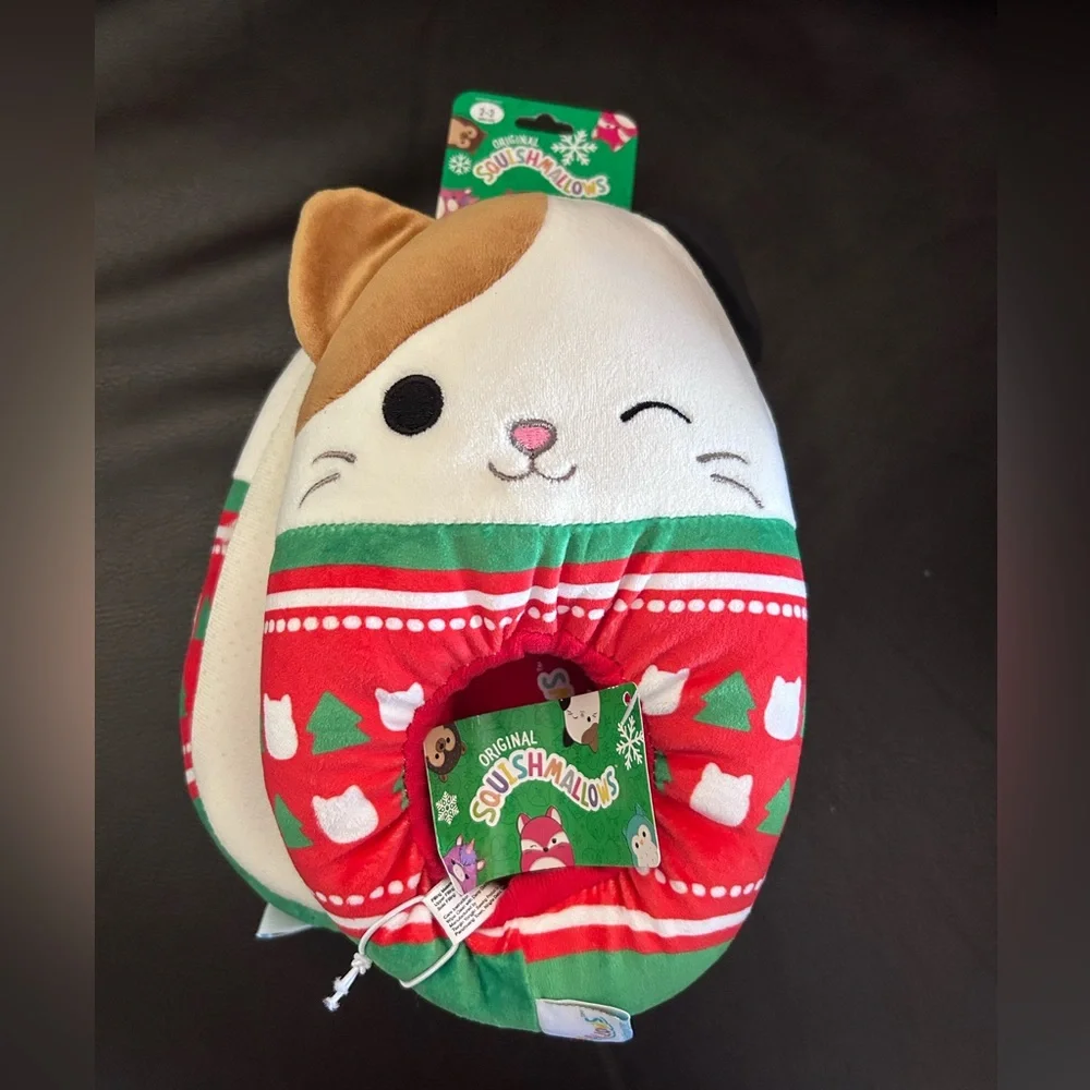 NWT Squishmallow Christmas Cam the Cat Slippers Size 2/3 Holiday Sweater 🎄